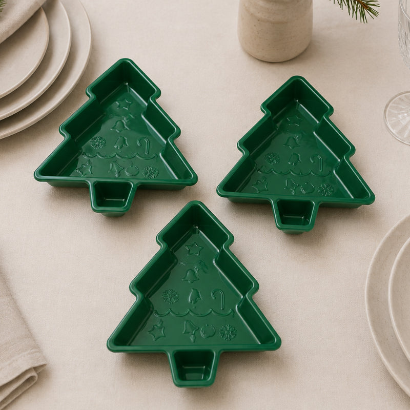 Kit 3 Pratos de Natal Decorativos Árvore