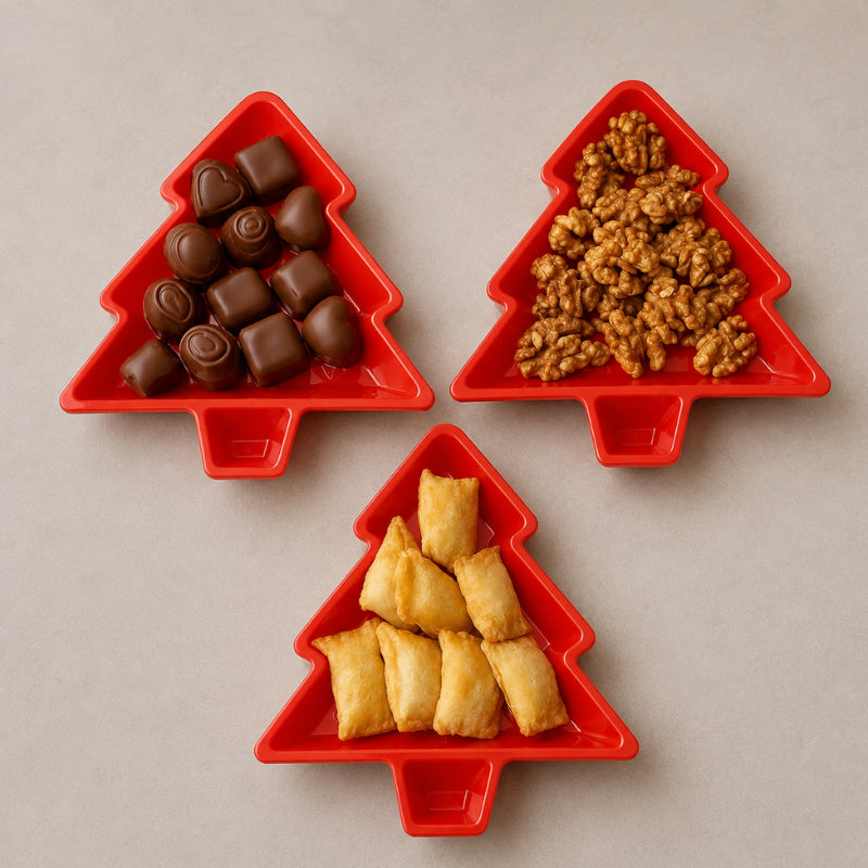 Kit 3 Pratos de Natal Decorativos Árvore