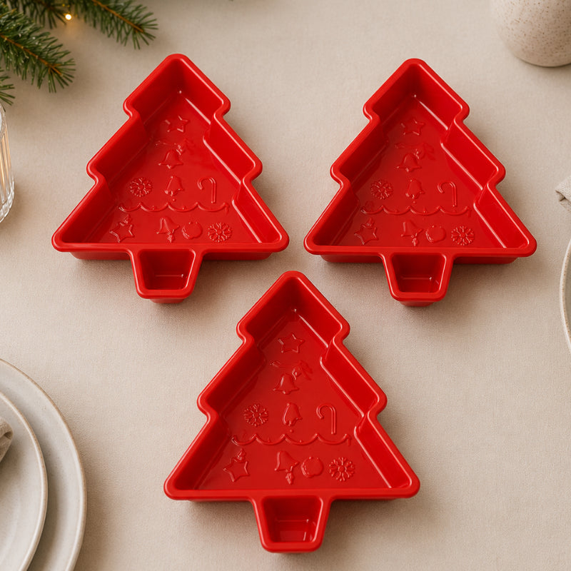 Kit 3 Pratos de Natal Decorativos Árvore