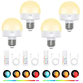 Lâmpada LED Recarregável Sem Fio E27 15 Cores Controle Remoto - Ilúmine Decor