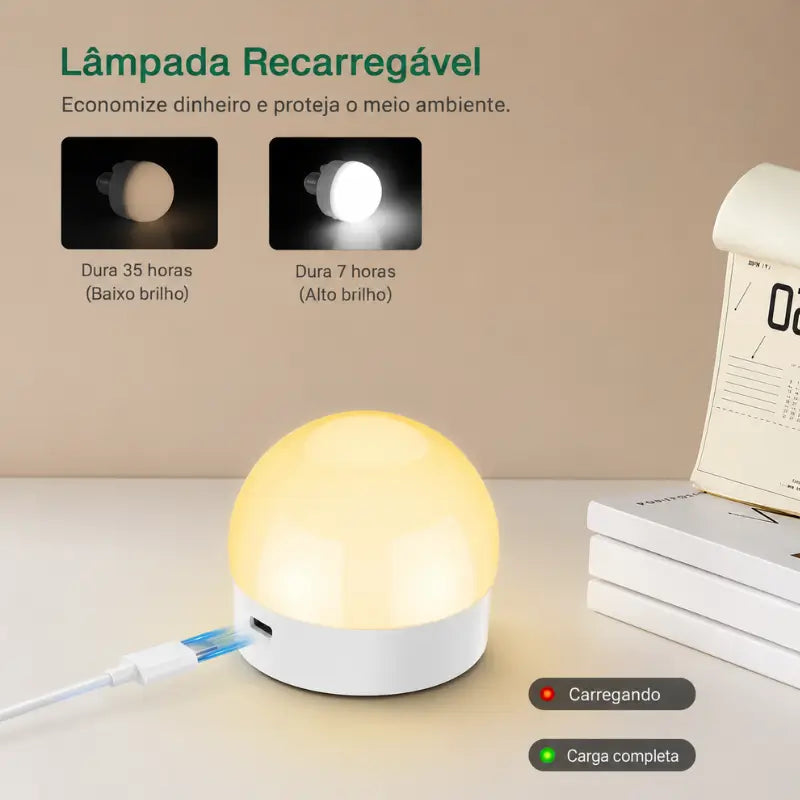 Lâmpada LED Recarregável Sem Fio E27 15 Cores Controle Remoto - Ilúmine Decor
