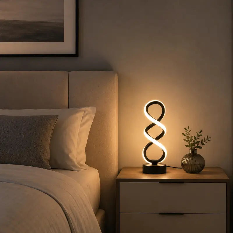 Luminária de Mesa LED Ondulada Moderna 3 Tons de Luz - Ilúmine Decor