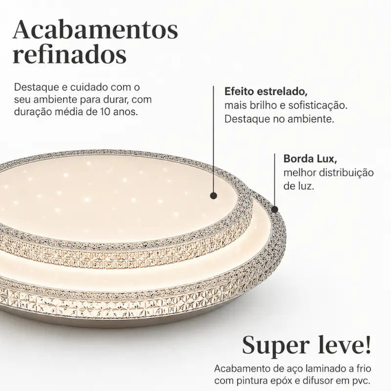 Luminária de Teto Plafon LED Moderno com 3 Cores de Luz - Ilúmine Decor