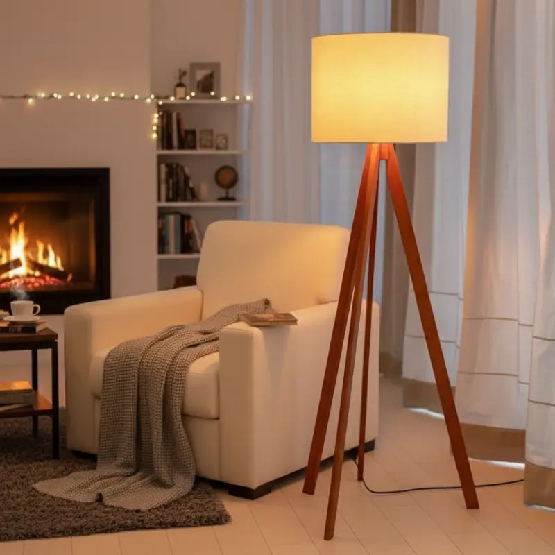 Luminária de Chão Clássica em Linho - Ilúmine Decor