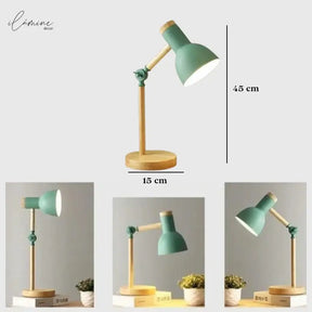 Luminária de Mesa Articulada Acabamento em Madeira - Ilúmine Decor