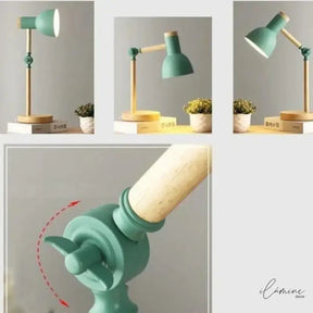Luminária de Mesa Articulada Acabamento em Madeira - Ilúmine Decor