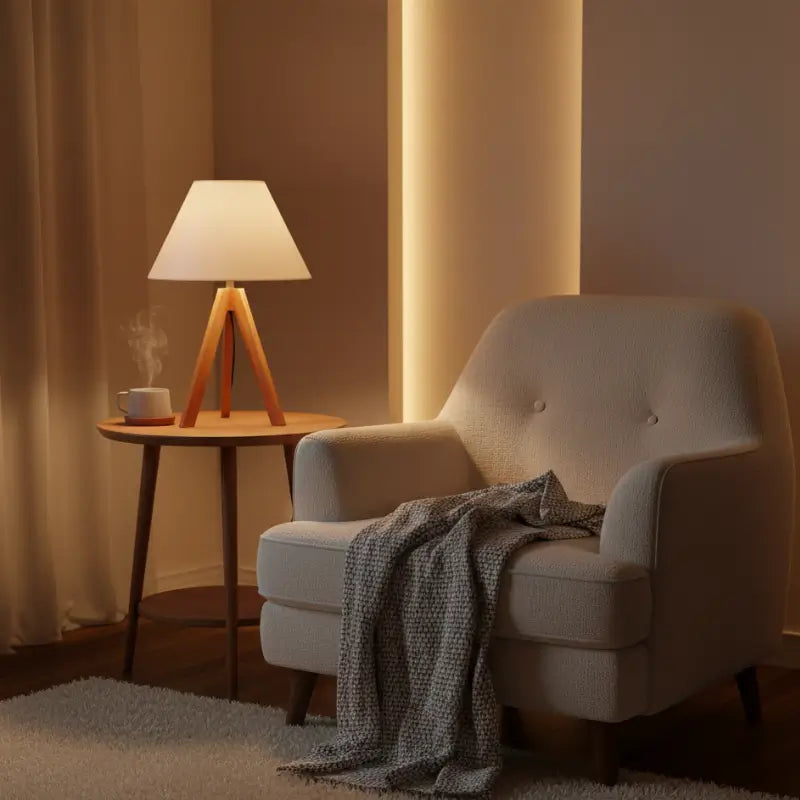 Abajur de Mesa em Madeira Tripé para Quarto - Ilúmine Decor