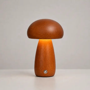 Luminária Decorativa para Mesa Cogumelo Madeira 3 Tons de Luz  Ilúmine Decor