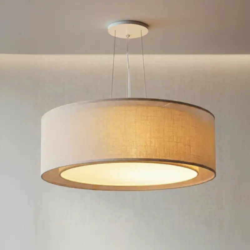 Luminária Pendente de Teto com Cúpula Dupla em Linho 40cm - Ilúmine Decor