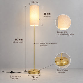 Luminária de Chão Minimalista Dourada