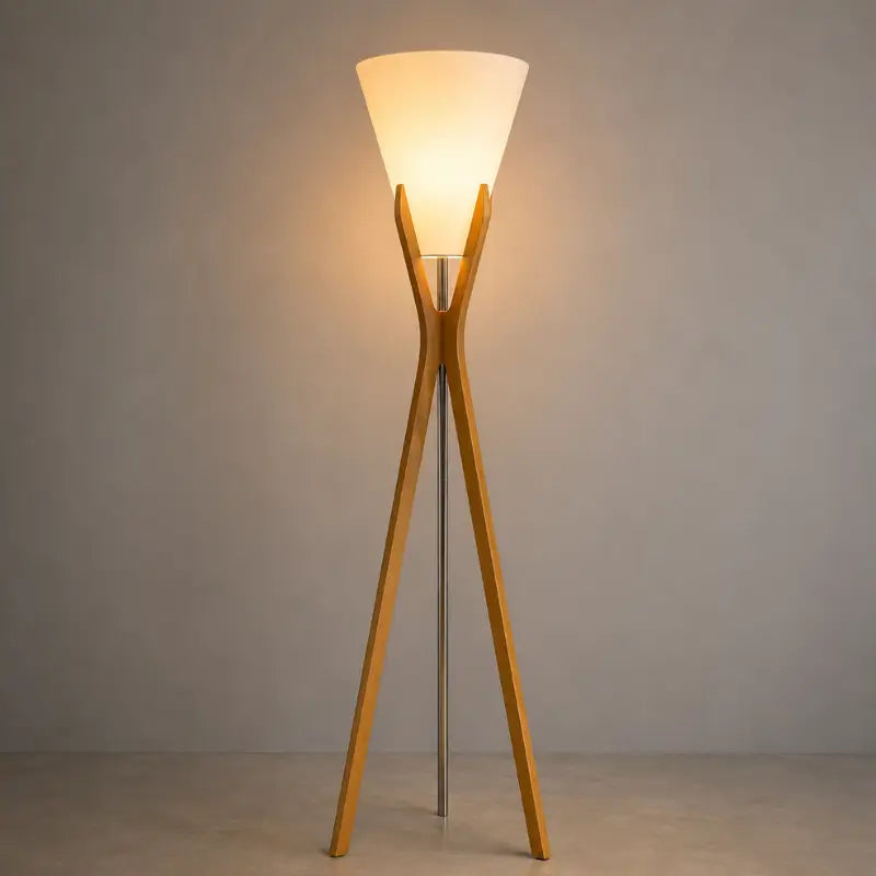 Luminária de Chão Mônaco em Madeira Desmontável para Sala - Ilúmine Decor