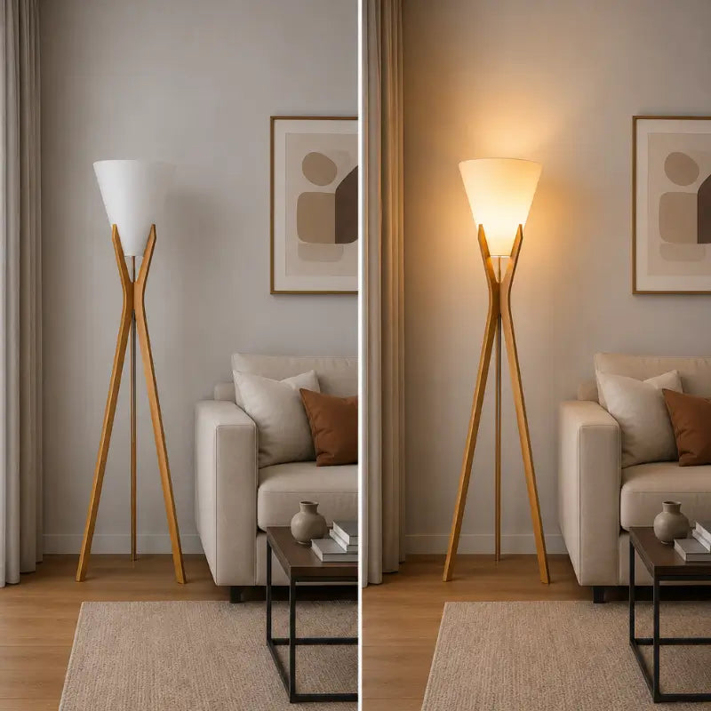Luminária de Chão Mônaco em Madeira Desmontável para Sala - Ilúmine Decor