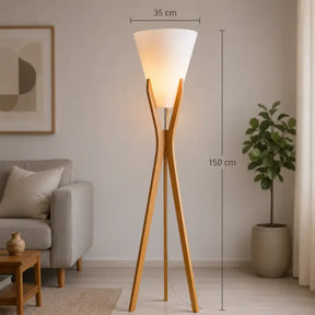 Luminária de Chão Mônaco em Madeira Desmontável para Sala - Ilúmine Decor