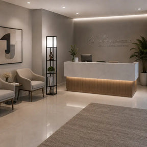 Luminária de Chão com Prateleira Integrada 1,60m Moderno - Ilúmine Decor