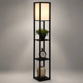 Luminária de Chão com Prateleira Integrada 1,60m Moderno - Ilúmine Decor