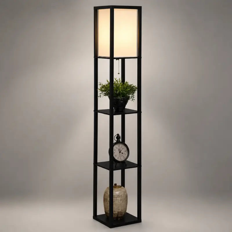 Luminária de Chão com Prateleira Integrada 1,60m Moderno - Ilúmine Decor