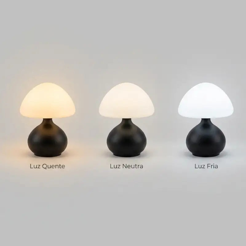Luminária de Mesa Cogumelo LED Minimalista 3 Cores Dimerizável - Ilúmine Decor
