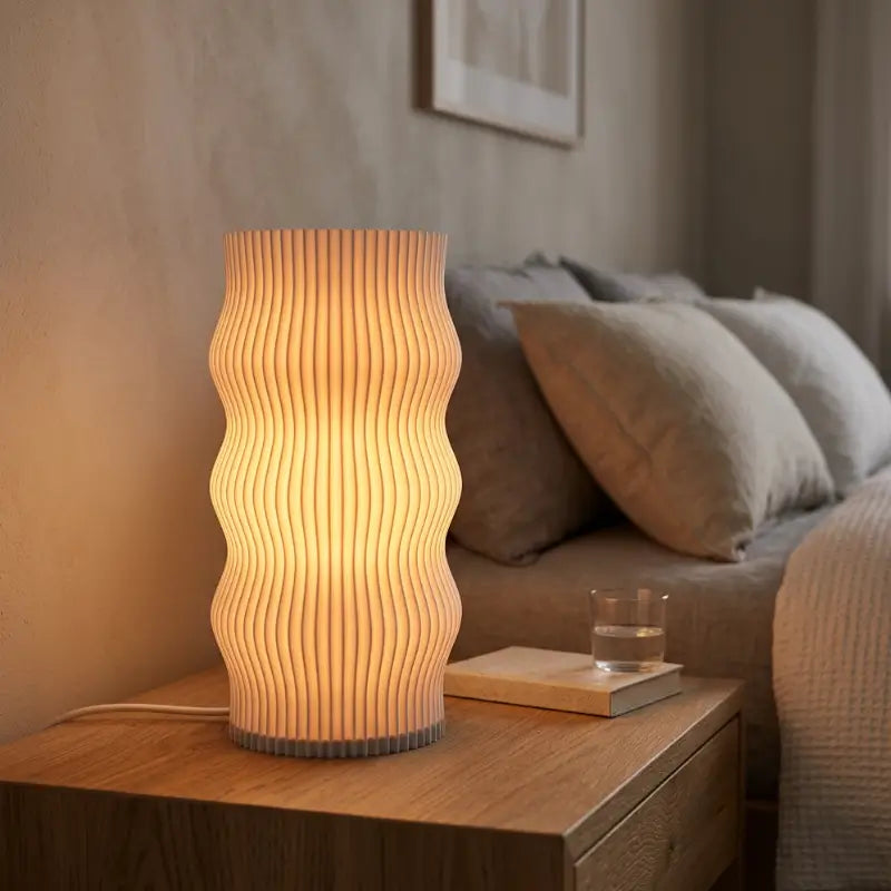 Luminária de Mesa Decorativa 3D Ondulada Design Escultura - Ilúmine Decor