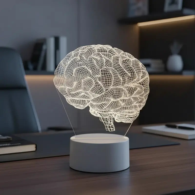 Luminária de Mesa Decorativa LED 3D Cérebro Realista Presente - Ilúmine Decor