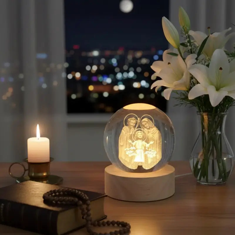Luminária de Mesa Decorativa LED 3D Sagrada Família USB - Ilúmine Decor