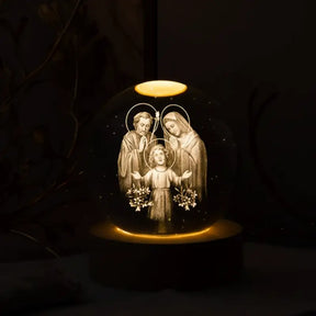 Luminária de Mesa Decorativa LED 3D Sagrada Família USB - Ilúmine Decor