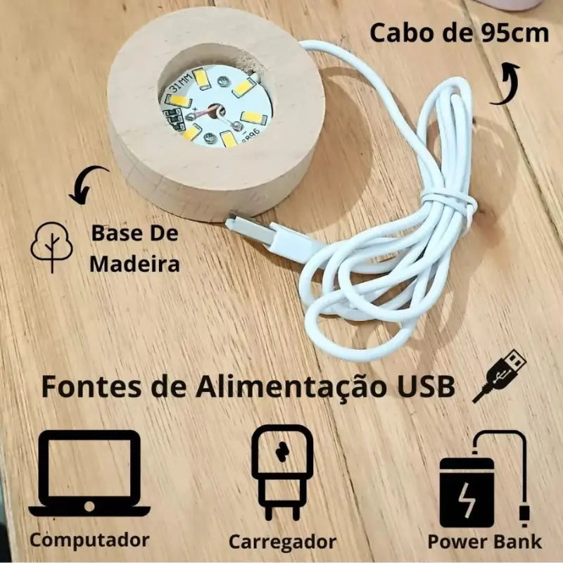 Luminária de Mesa Decorativa LED 3D Stitch USB - Ilúmine Decor