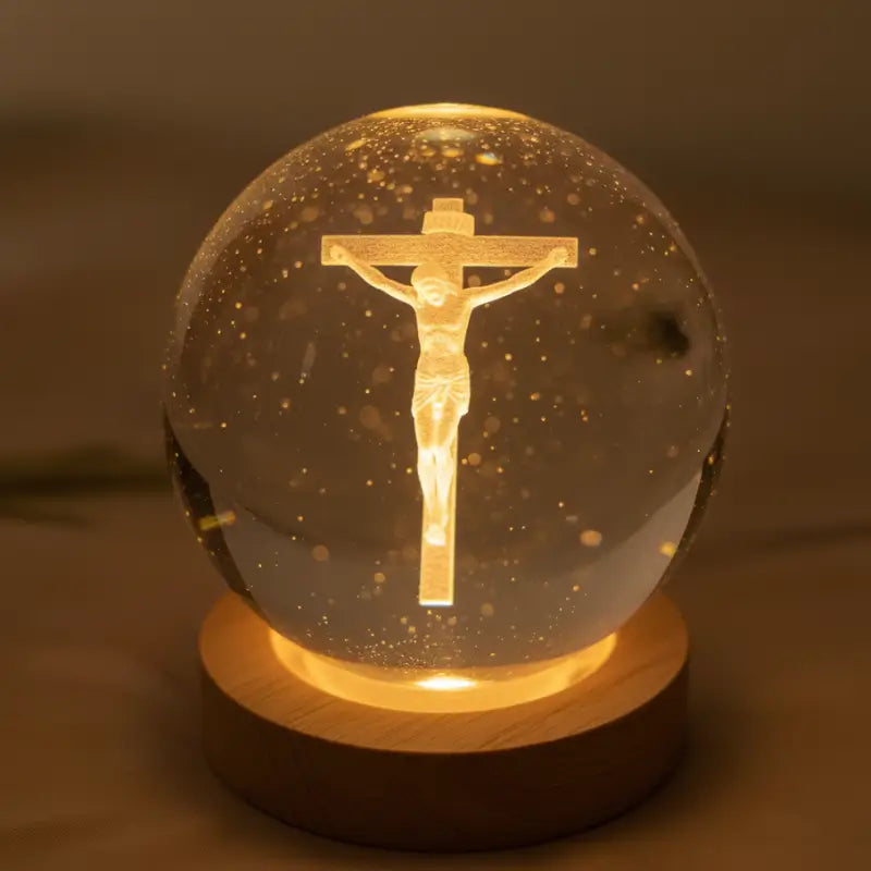 Luminária de Mesa Decorativa LED Globo 3D Religiosa - Ilúmine Decor