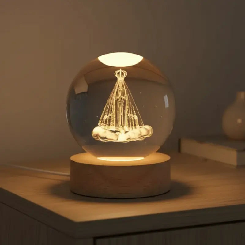 Luminária de Mesa Decorativa LED Globo 3D Religiosa - Ilúmine Decor