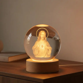 Luminária de Mesa Decorativa LED Globo 3D Religiosa - Ilúmine Decor