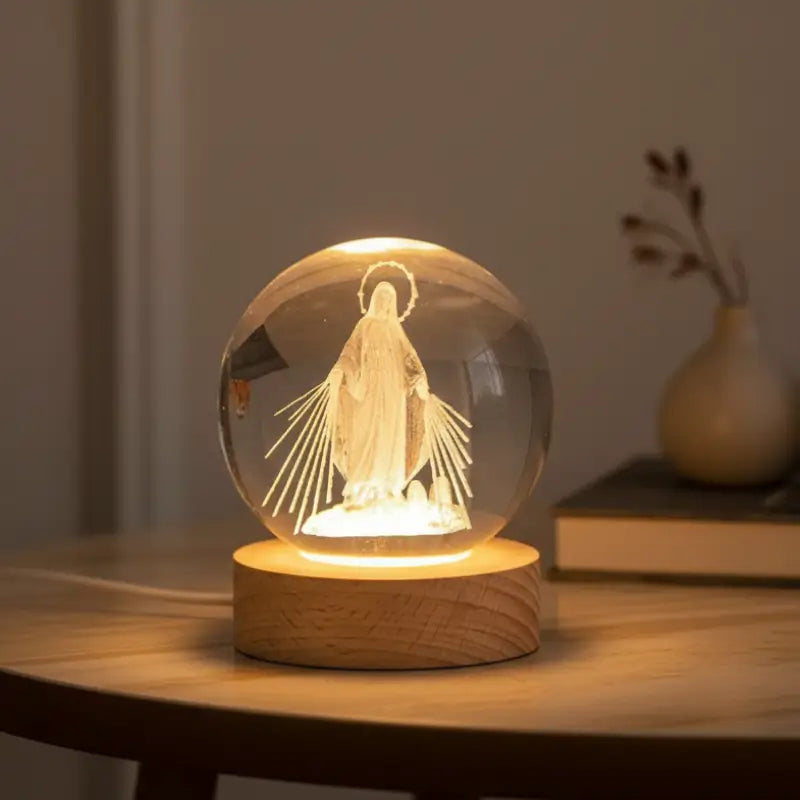 Luminária de Mesa Decorativa LED Globo 3D Religiosa - Ilúmine Decor