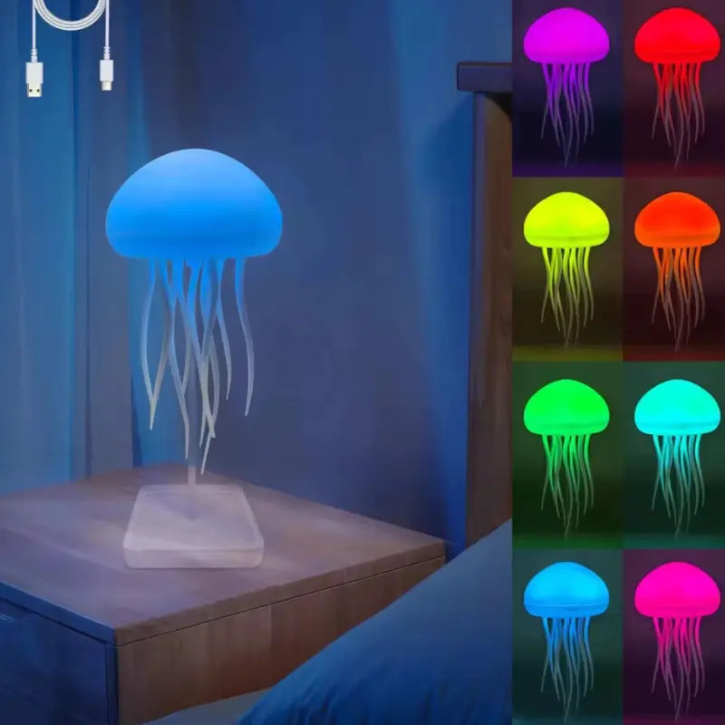 Luminária de Mesa Decorativa LED RGB Água-Viva Recarregável - Ilúmine Decor