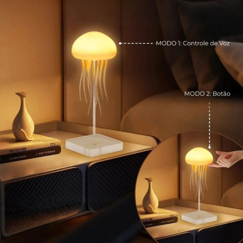 Luminária de Mesa Decorativa LED RGB Água-Viva Recarregável - Ilúmine Decor