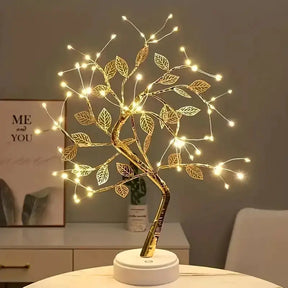 Luminária de Mesa Decorativa Árvore LED Dourada - Ilúmine Decor