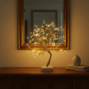 Luminária de Mesa Decorativa Árvore LED Dourada - Ilúmine Decor