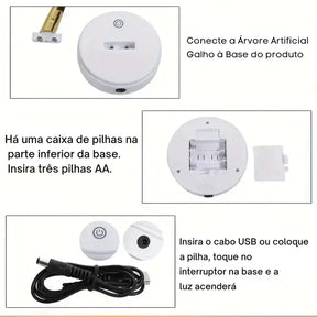 Luminária de Mesa Decorativa Árvore LED Dourada - Ilúmine Decor