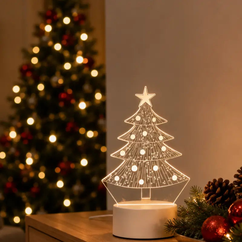 Luminária de Mesa LED 3D Árvore de Natal - Ilúmine Decor