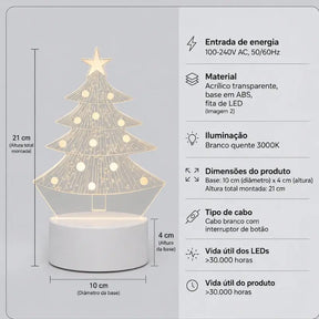Luminária de Mesa LED 3D Árvore de Natal - Ilúmine Decor