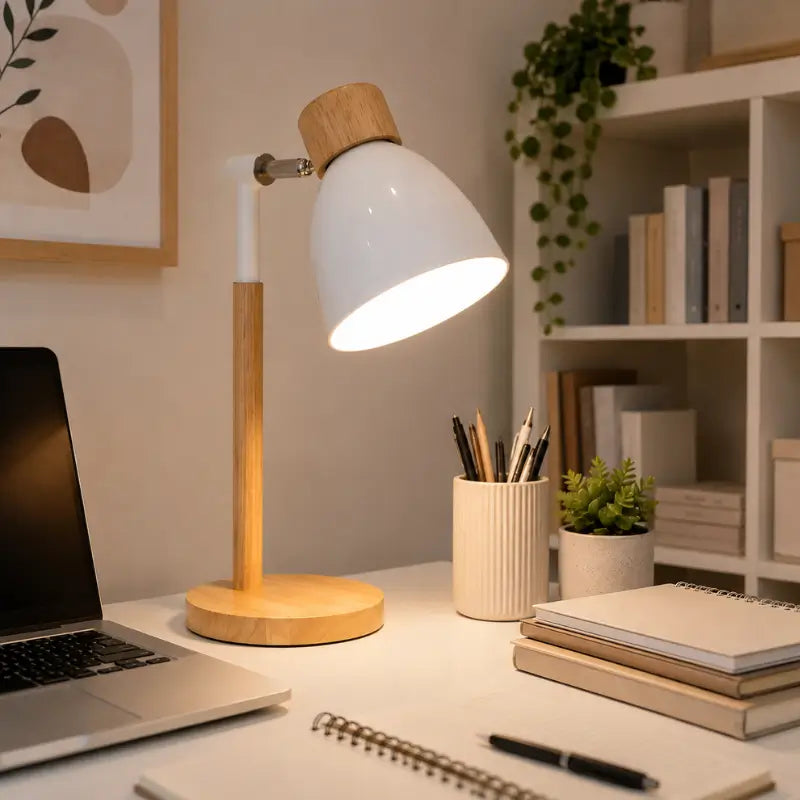 Luminária de Mesa Retrátil em Madeira Articulável 360° - IlúmineDecor