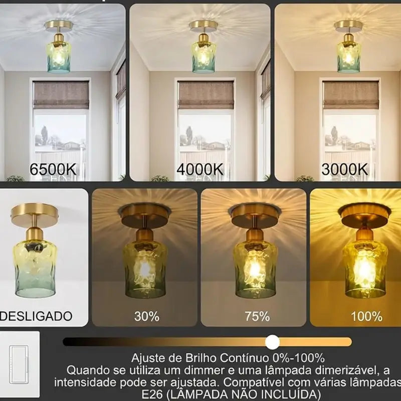 Luminária de Teto Nórdica em Vidro Retrô - Ilúmine Decor