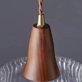 Luminária de Teto Pendente Madeira e Vidro Estilo Nórdico - Ilúmine Decor