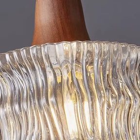 Luminária de Teto Pendente Madeira e Vidro Estilo Nórdico - Ilúmine Decor
