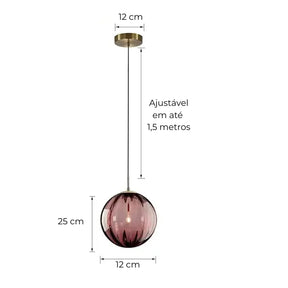 Luminária de Teto Pendente Nórdica Bola de Vidro - Ilúmine Decor
