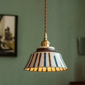 Luminária de Teto Pendente Vintage em Cerâmica e Pintada à Mão - Ilúmine Decor