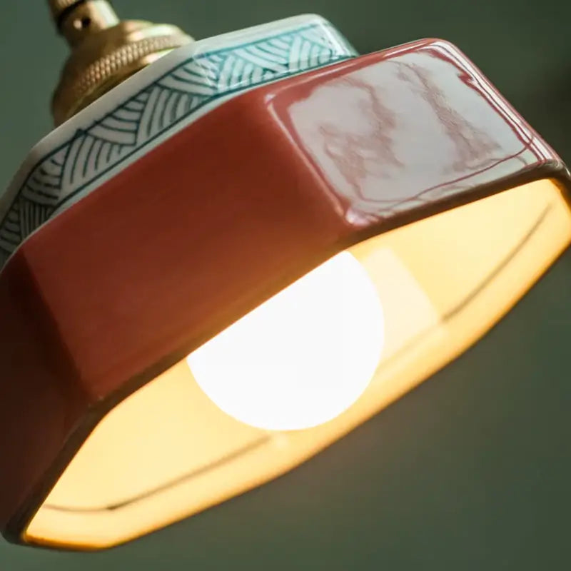 Luminária de Teto Pendente Vintage em Cerâmica e Pintada à Mão - Ilúmine Decor