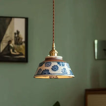 Luminária de Teto Pendente Vintage em Cerâmica e Pintada à Mão - Ilúmine Decor