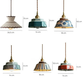 Luminária de Teto Pendente Vintage em Cerâmica e Pintada à Mão - Ilúmine Decor