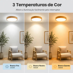 Luminária de Teto Plafon LED Redondo Efeito Céu Estrelado 3 Tons de Luz - Ilúmine Decor