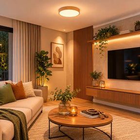 Luminária de Teto Plafon LED Redondo Efeito Céu Estrelado 3 Tons de Luz - Ilúmine Decor