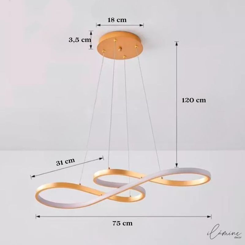 Lustre LED Pendente Infinito Luxo 45W - Ilúmine Decor