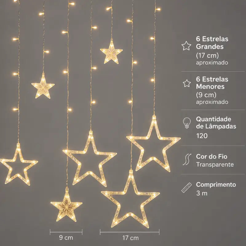 Pisca Pisca Cascata de Natal Estrela 3m 110V - Ilumine Decor